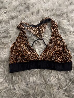 PINK Victoria's Secret Leopard Print Racerback Bralette - Black & Tan